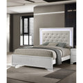 1Pc Modern Led Backlit Light Upholstered Tufted Headboard Panel Bed Crisp White Finish Wooden Bedroom Furniture