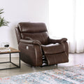 1Pc Power Recliner Chair Brown Upholstered Pillow Top Arms