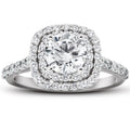 2 1 4 Ct Diamond Moissanite Cushion Halo Engagement Ring 14K White Gold