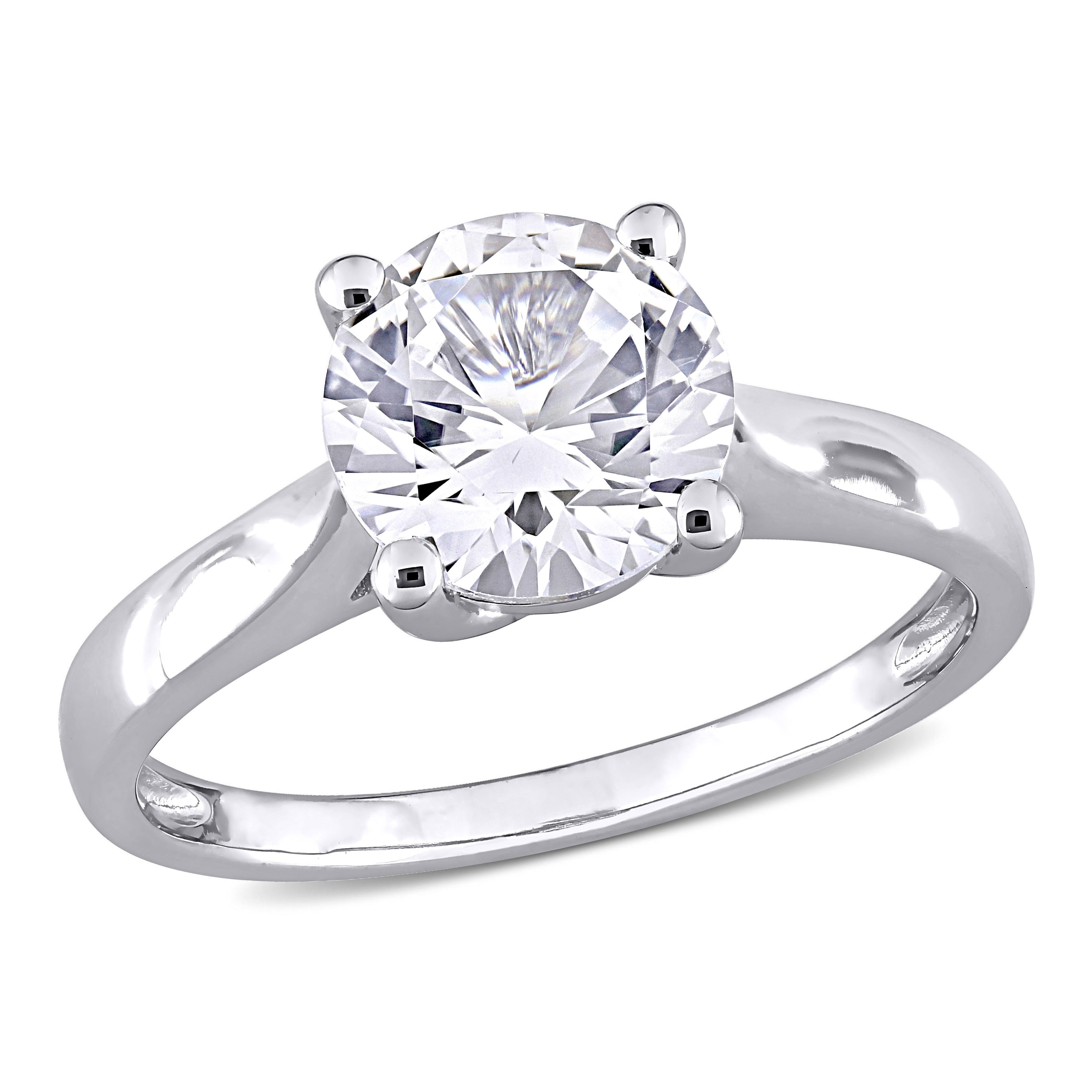 Miadora 10K White Gold Created White Sapphire Solitaire Engagement Ring