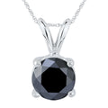 2 Carat Round Black Diamond Solitaire Pendant In 14K White Gold
