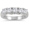 2 Carat Tw Five Stone Diamond Wedding Band In 14K White Gold