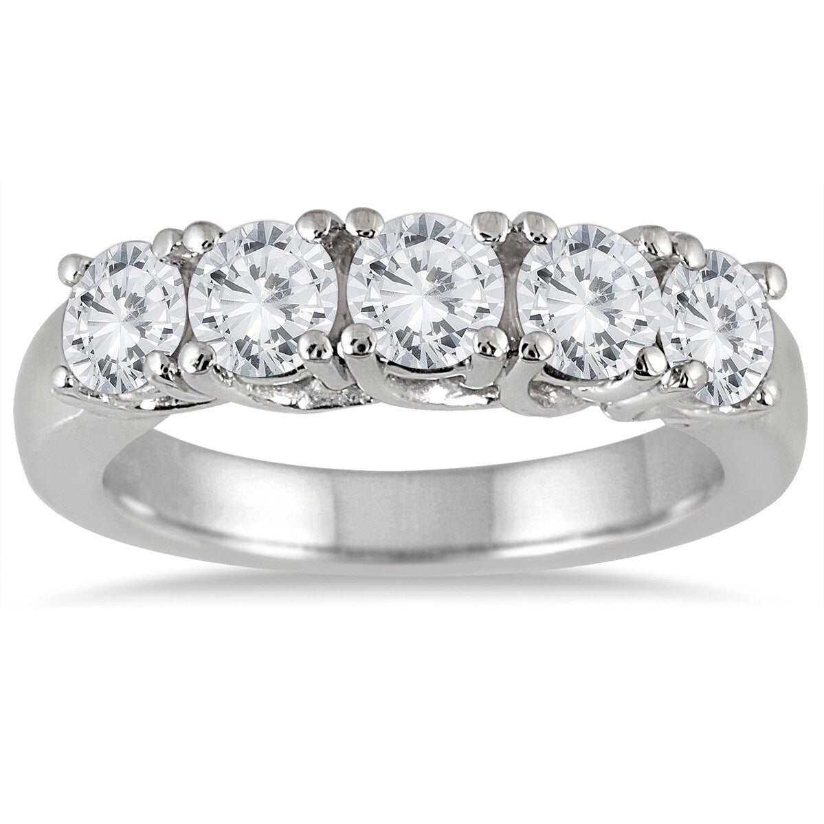 2 Carat Tw Five Stone Diamond Wedding Band In 14K White Gold