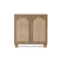 2 Door Natural Oak Finish Manufactured Wood Cabinet With Pine Round Ball Legs 31.5 H X 31.5 W X 15.75 D