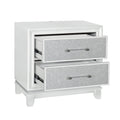 2 Drawer Bedroom Nightstand With Led Lights Pearlized White