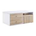 2 Drawer Contemporary Coffee Table With Pull Out Table White And Brown