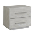 2 Drawer Miter Front Wooden Nightstand With Bar Handles Cotton Gray