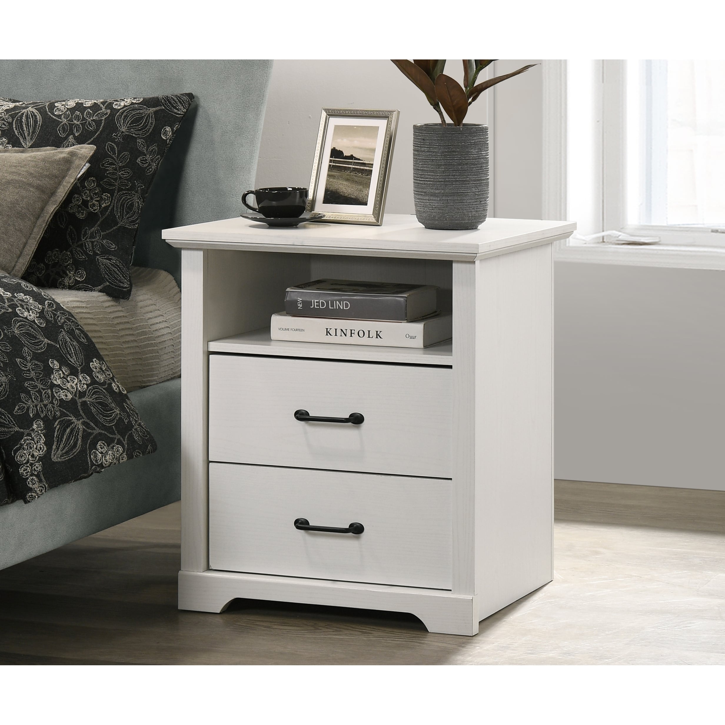 2 Drawer Nightstand Bedside Table With Usb Charging Ports