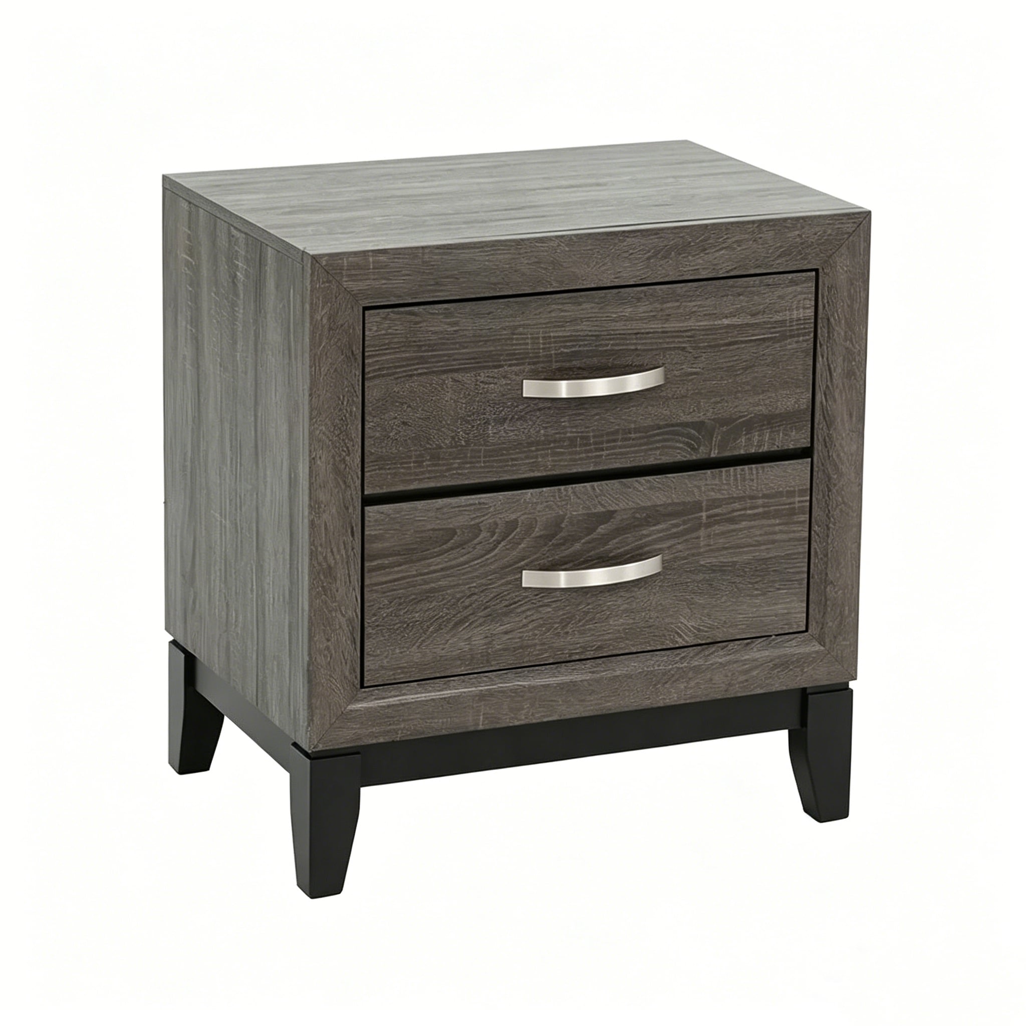 2 Drawer Nightstand Modern Bedside Table With Storage Wood Grain Finish Solid Wood Frame Bedroom End Table 24 Wide