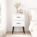 2 Drawer Nightstand With Metal Legs And Metal Handles Modern White Bedside Table Small End Table For Bedroom Living Room