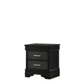 2 Drawer Wooden Nighstand With Horizontal Pull And Studded Accent Black