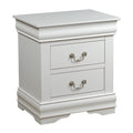 2 Drawer Wooden Nightstand With Metal Hanging Pulls And Bracket Feet White