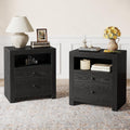 2 Drawers Nightstand With Open Storage Shelf For Bedroom