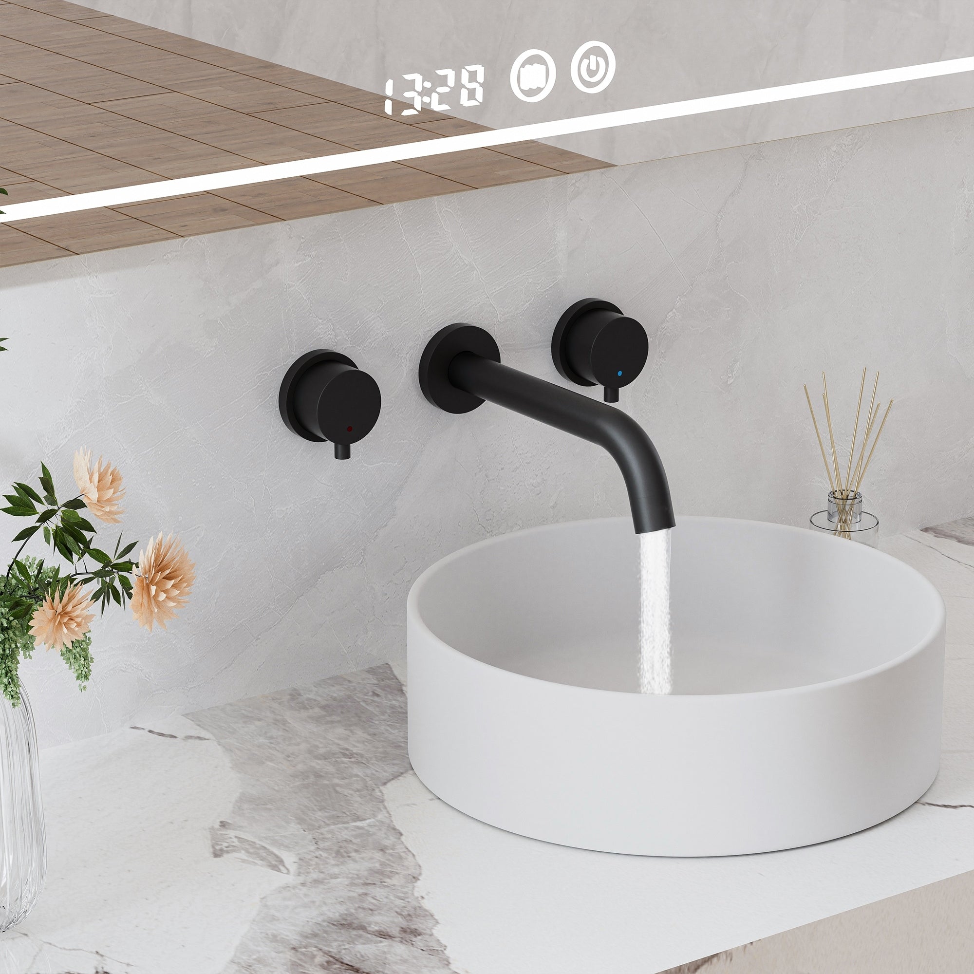 2 Handle Wall Mounted Bathroom Faucet