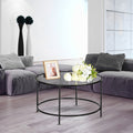 2 Layers Tempered Glass Countertops Round Coffee Table End Table