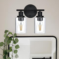 2 Light Bathroom Light Fixtures Brushed Nickel Modern Vanity Lights Over Mirror With Clear Glass Shade Bathroom Wall Lamp
