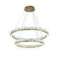 2 Light Brass Led Pendant With Crystal Accents