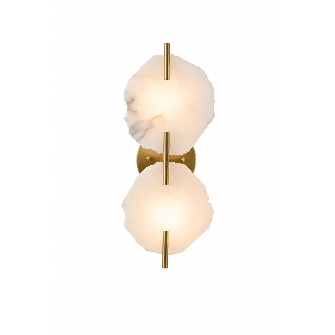 2 Light Brass Wall Sconce With Natural Alabaster Accents