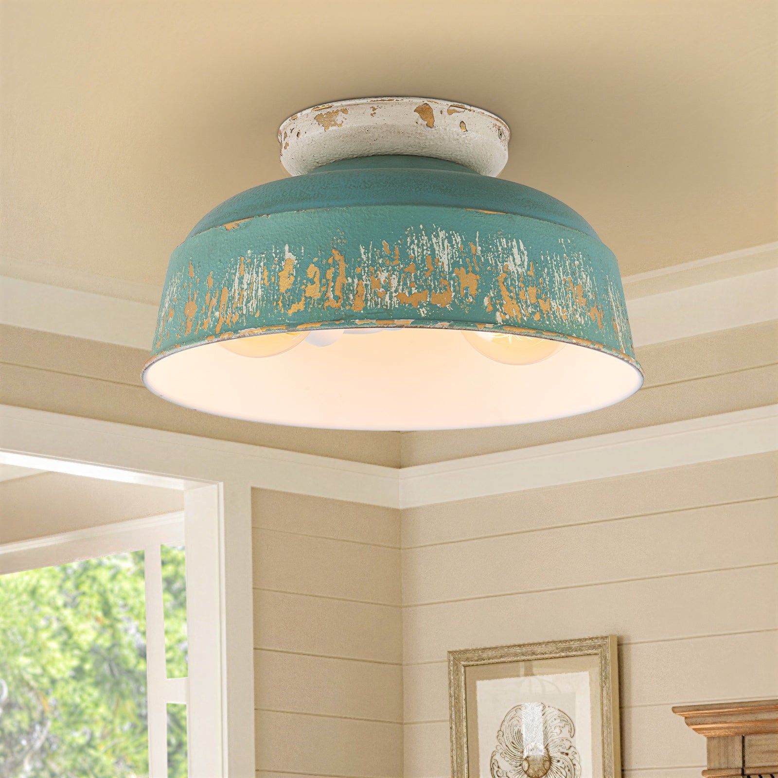 2 Light Farmhouse Semi Flush Mount Ceiling Light