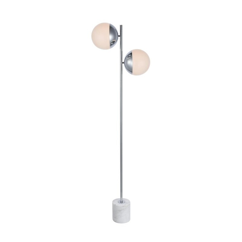 2 Light Floor Lamp With Frosted White Glass