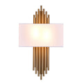 2 Light Gold Rod Wall Sconce With A White Shade
