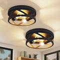 2 Light Industrial Flush Mount Ceiling Light Black Metal Cage E26 Base Modern Farmhouse Lighting For Hallway Bedroom