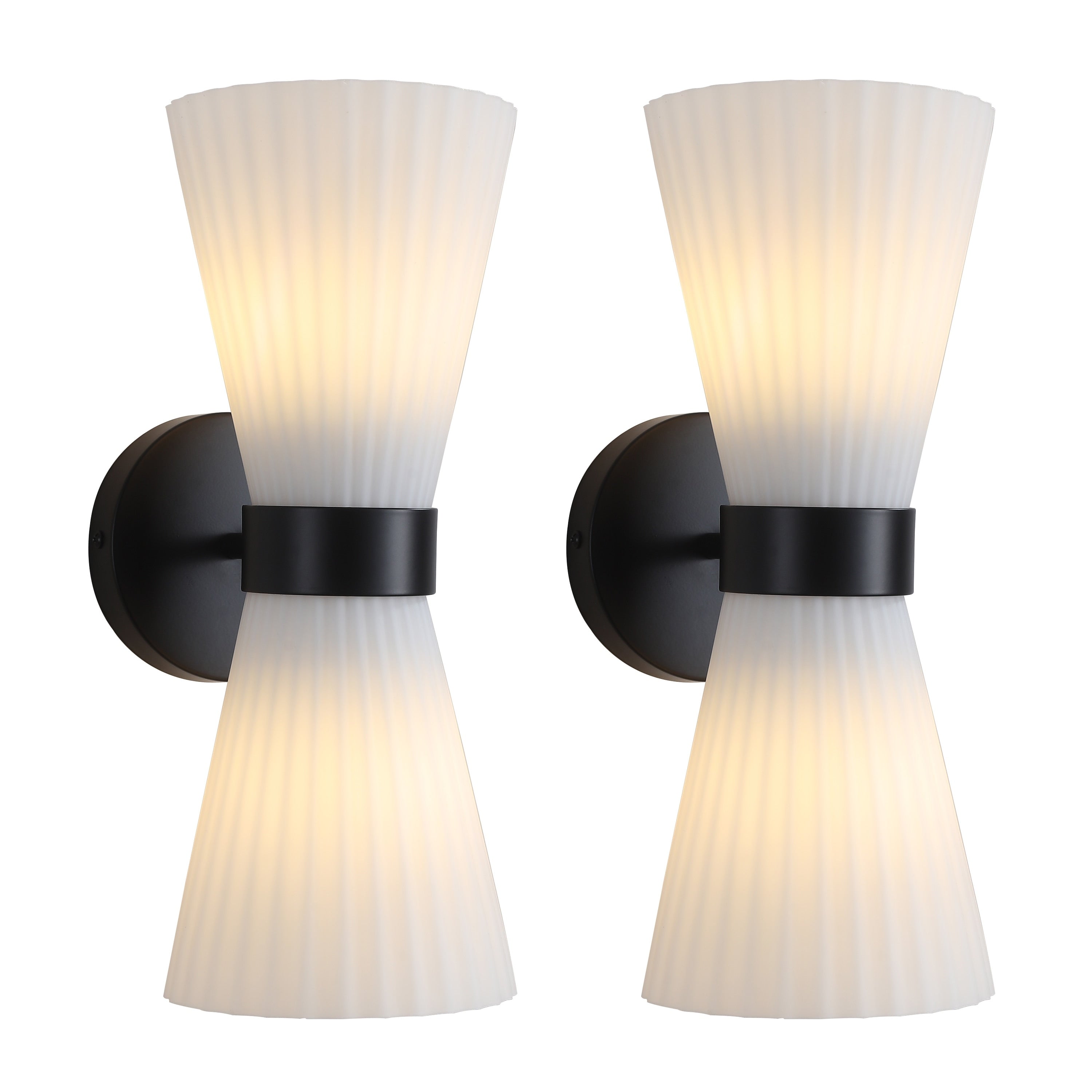 2 Light Modern Brushed Brass Frosted Glass Wall Sconce Set Of 2 N A