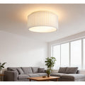 2 Light Modern Fabric Flush Mount Ceiling Light With Pleated Drum Shade White