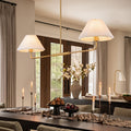 2 Light Modern Gold Black Linear Pleated Fabric Pendant Kitchen Island Light