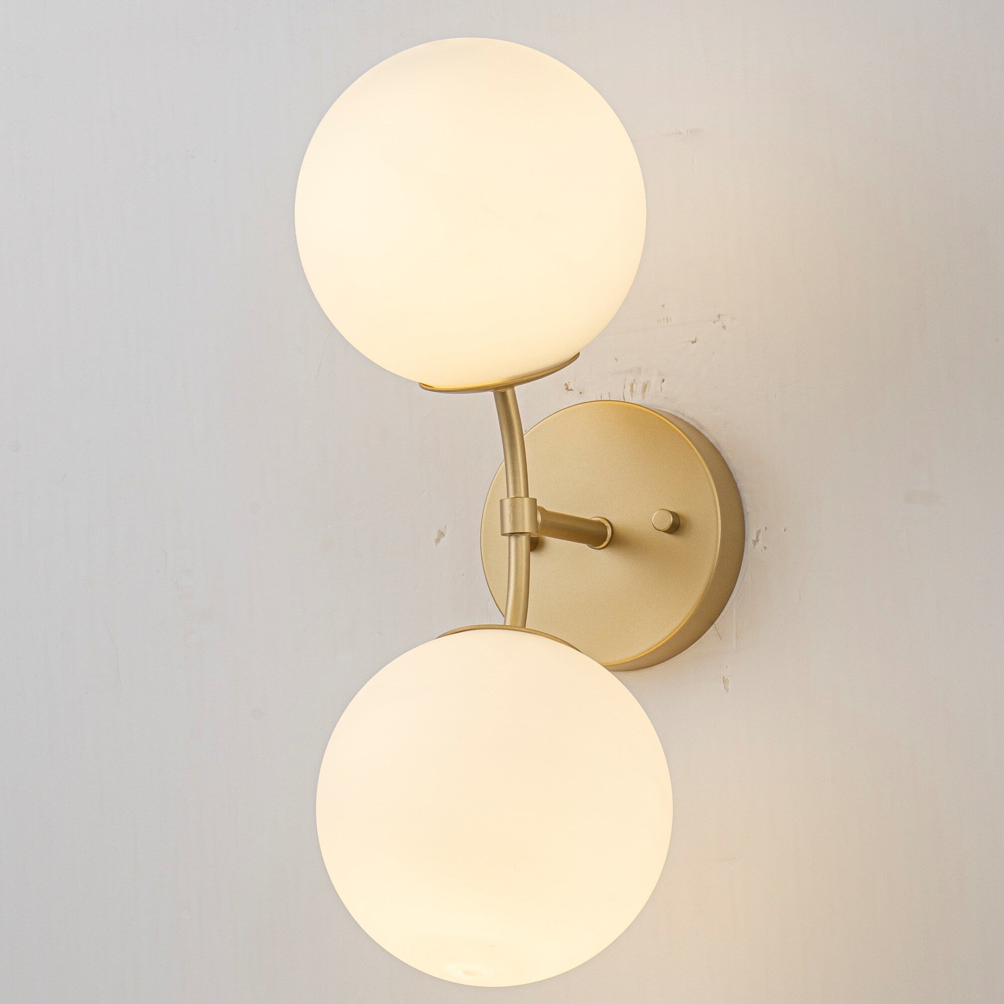 2 Light Modern Metal Glass Wall Sconce With Two Globe Shades For Bedroom Living Room 1 Light