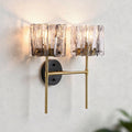 2 Light Modern Wall Sconce With Textured Glass Bathroom Vanity Light