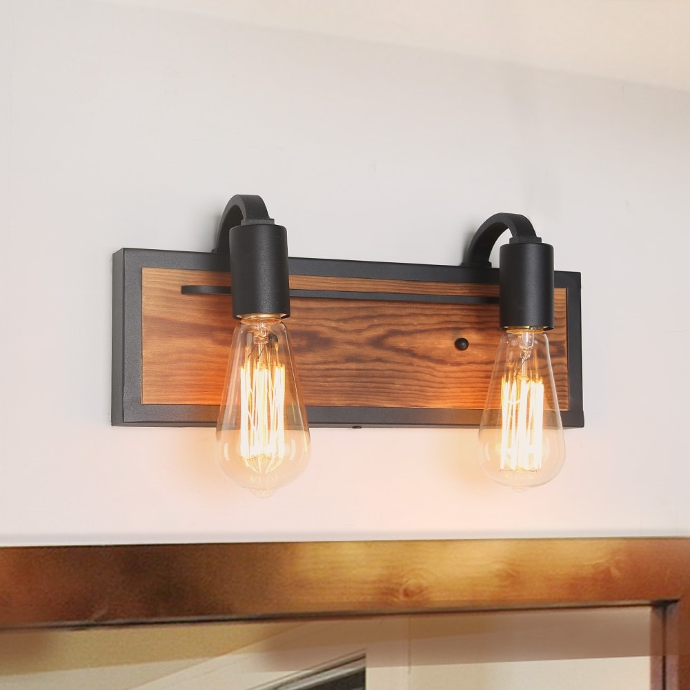 Carbon Loft Astrid 2 Light Rustic Wall Lighting Wall Lamps Wood Wall Sconces