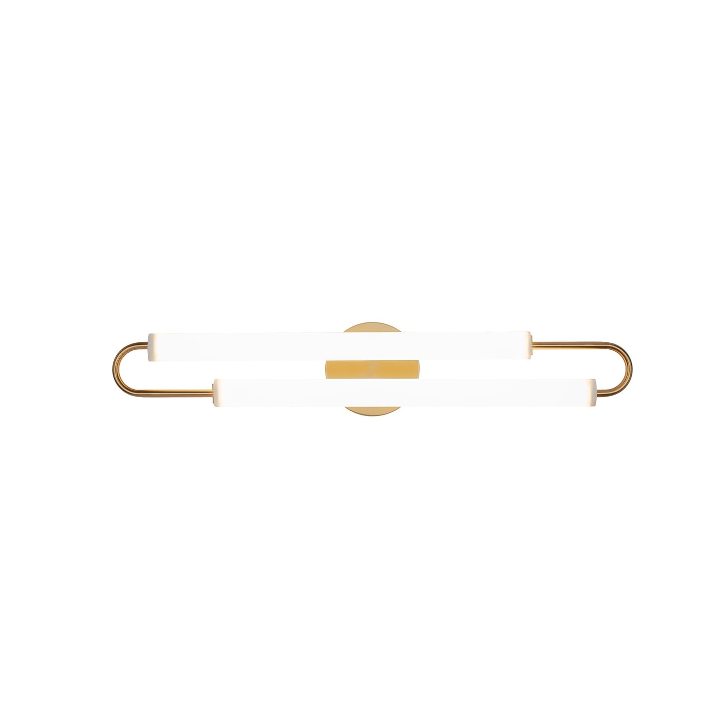2 Light Satin Brass Led Wall Sconce With White Acrylic Shades