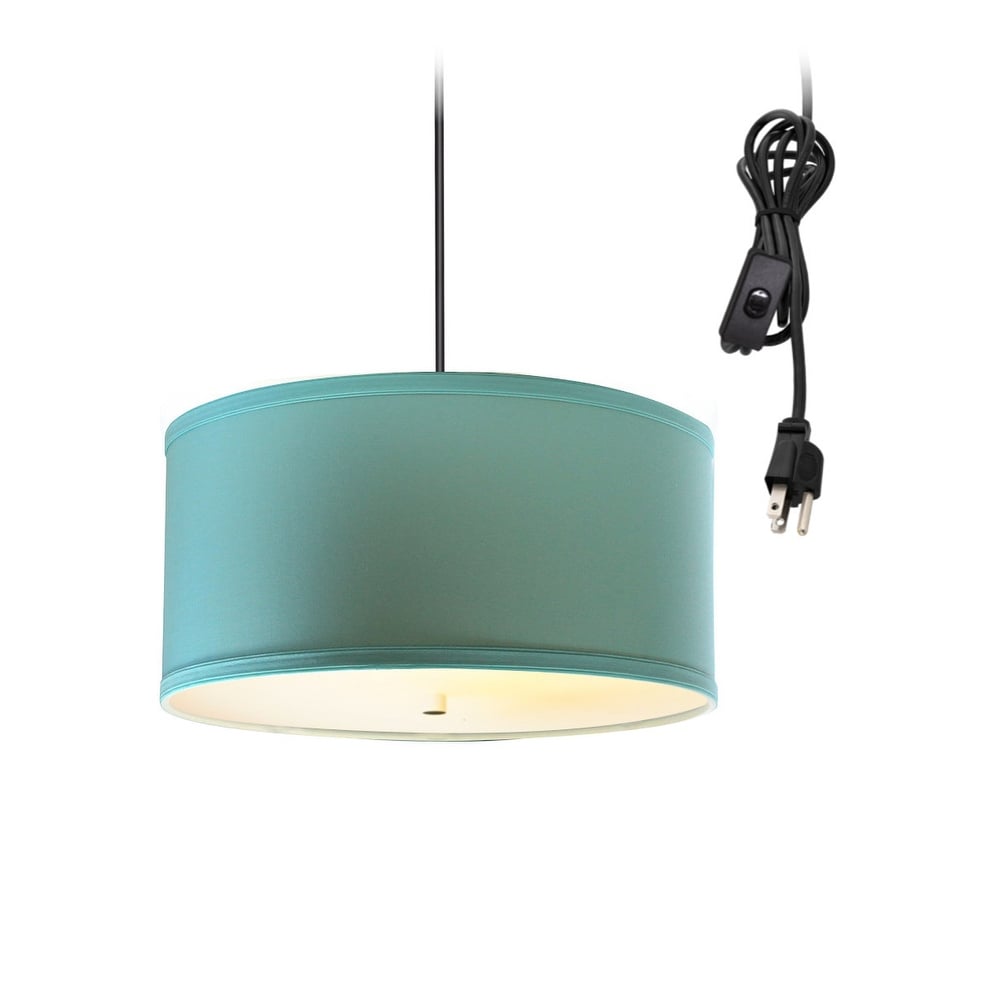 2 Light Swag Plug In Pendant 14 W Island Paridise Blue With Diffuser Black Cord