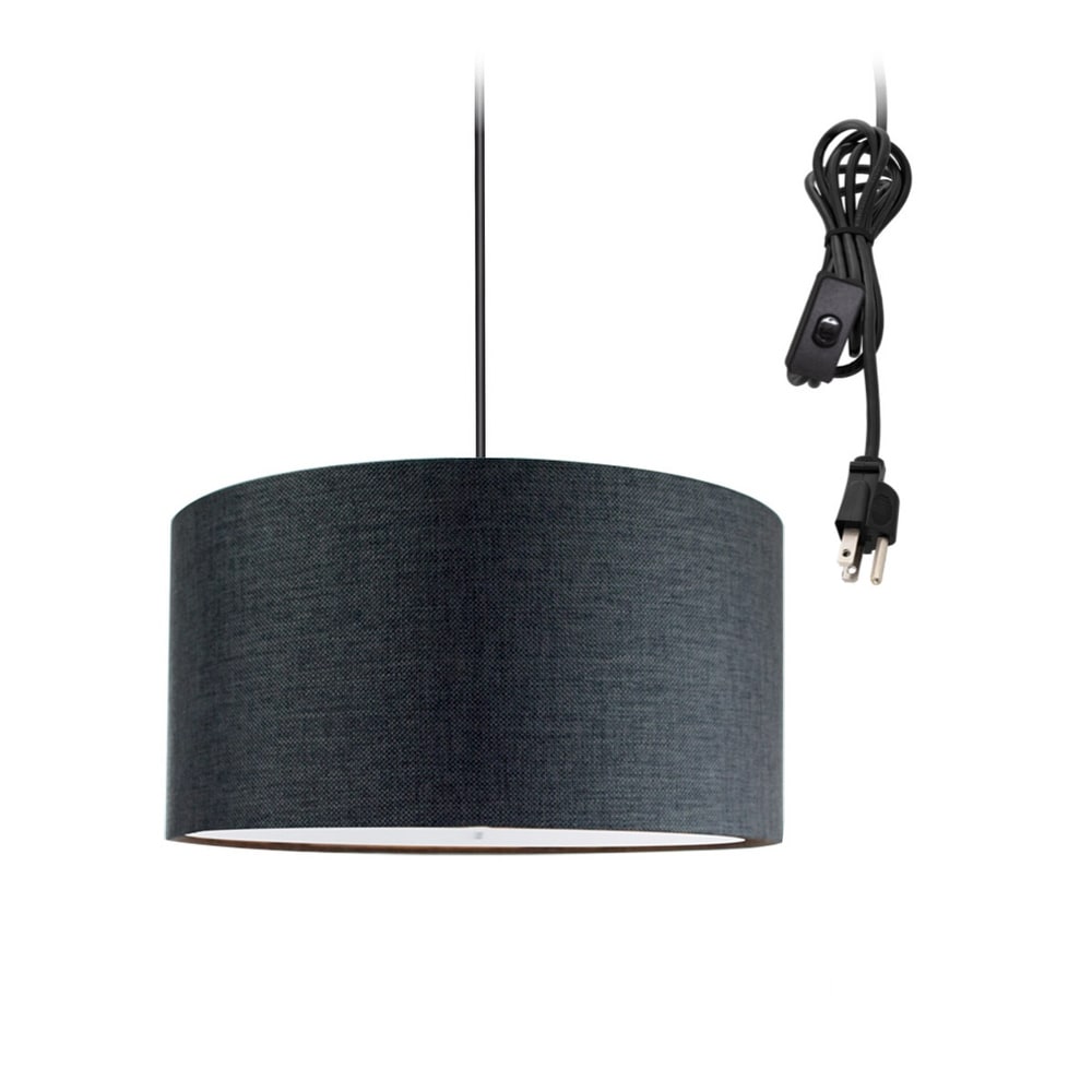 2 Light Swag Plug In Pendant 16 W Granite Gray With Diffuser Black Cord