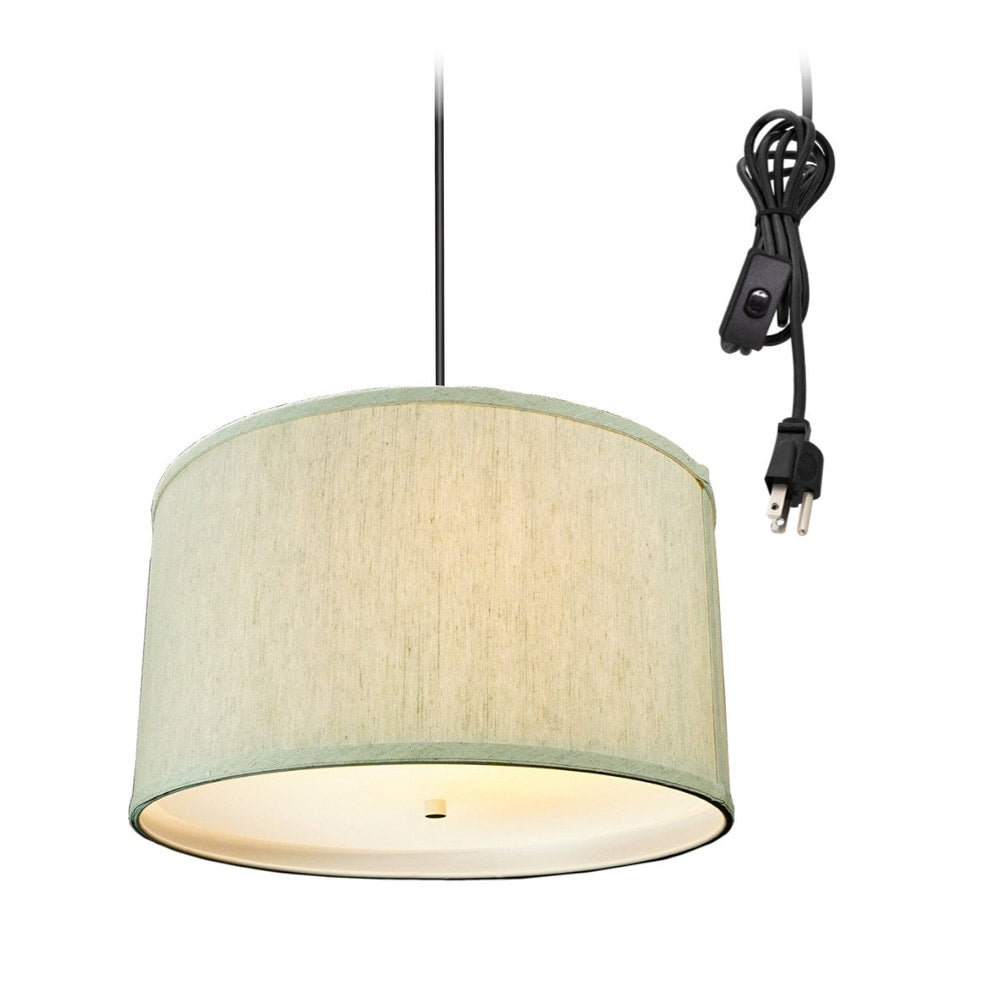 2 Light Swag Plug In Pendant 16 W Textured Oatmeal With Diffuser Black Cord