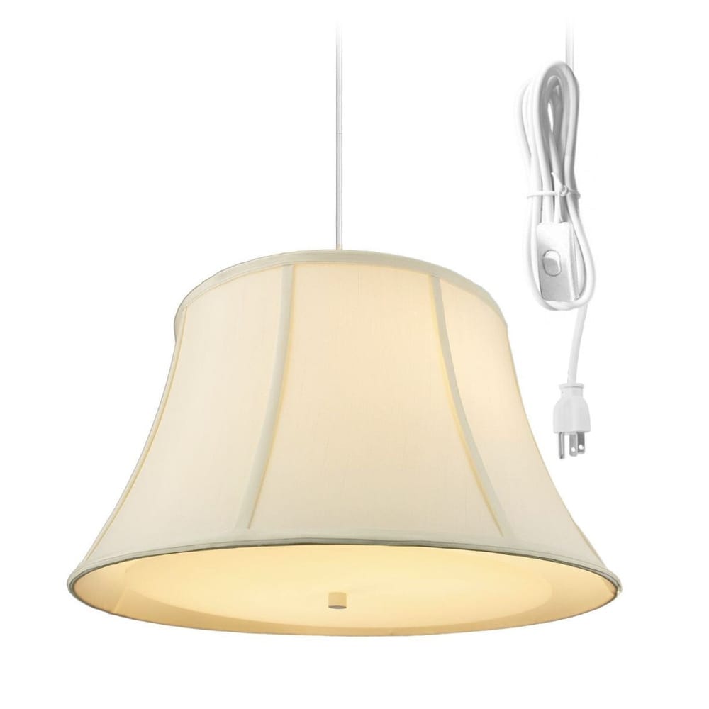 Egg Shell 2 Light Swag Plug In Pendant With Diffuser Eggshell