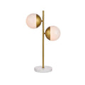 2 Light Table Lamp With Frosted White Glass