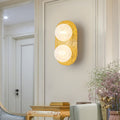 2 Light Textured Gold Metal Wall Sconce Frosted Crackled Glass Globe