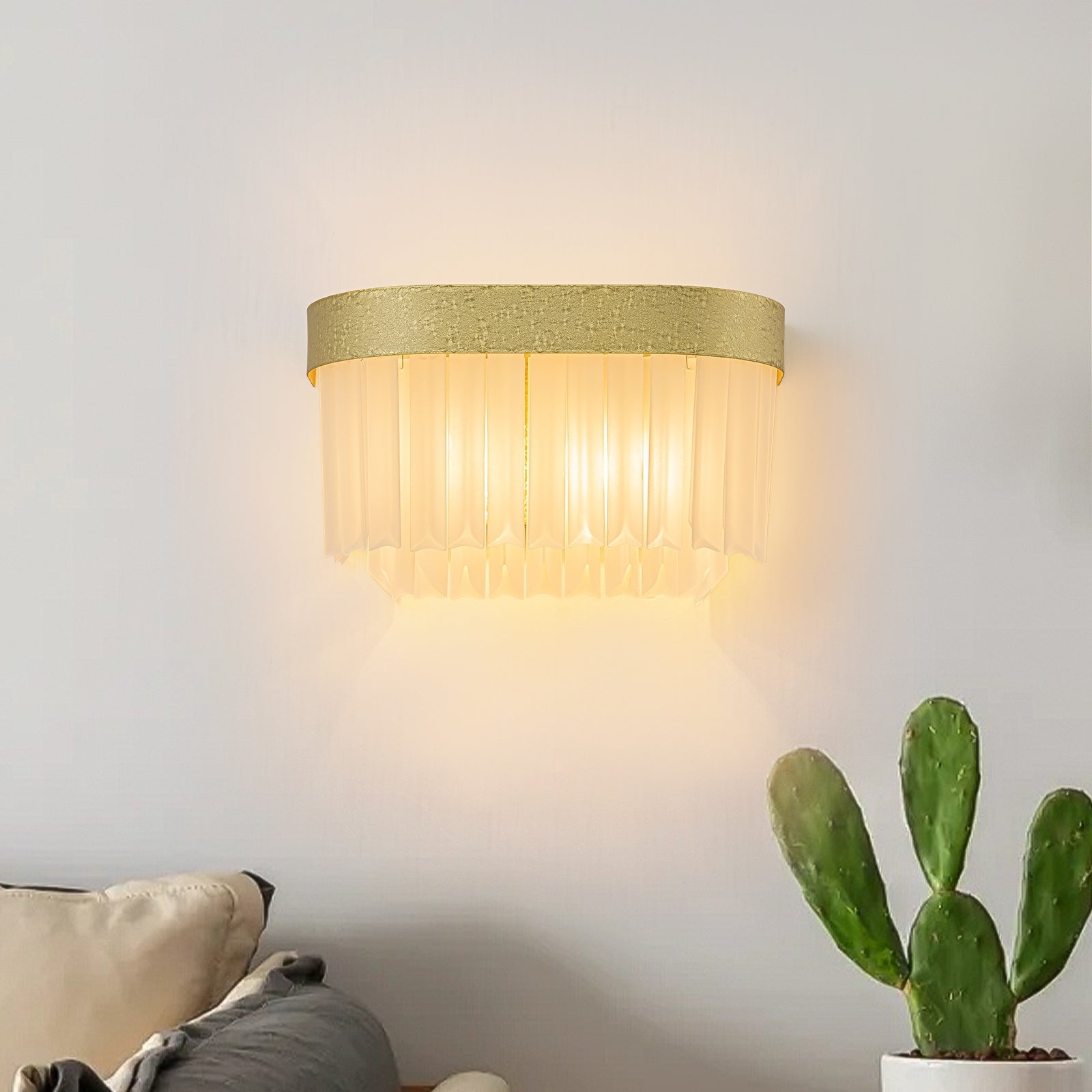 2 Light Wall Sconce With Frosted Triangular Glass Shade Modern Design