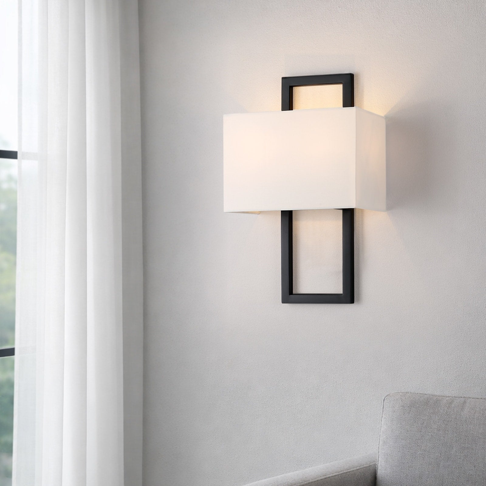 2 Light Wall Sconce With White Shade 15.5 In. H