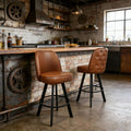 2 Pack Commercial Uphostered Swivel Tufted Bucket Seat Bar Stool With Metal Frame Restaurant And Cafe Bar Seating