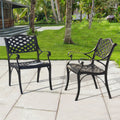 2 Pcs Cast Aluminum Bistro Chairs With Black And Gold Powder Coating