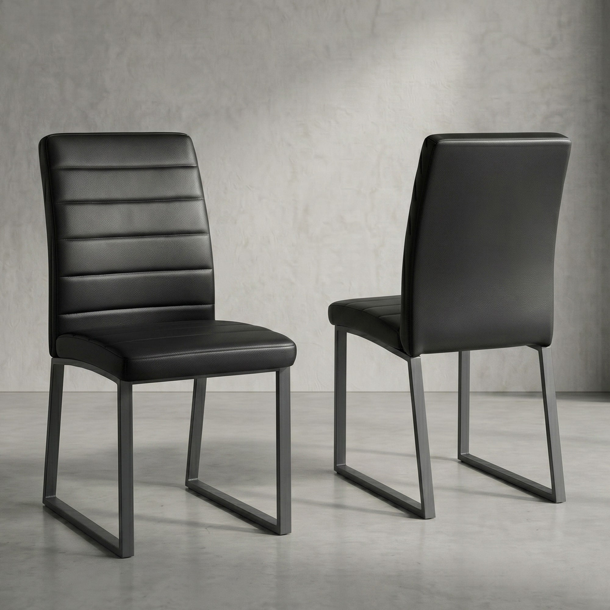 2 Pack Premium Pu Office Dining Chairs With High Density Foam Sturdy Iron Legs Spray Paint Easy Assembly