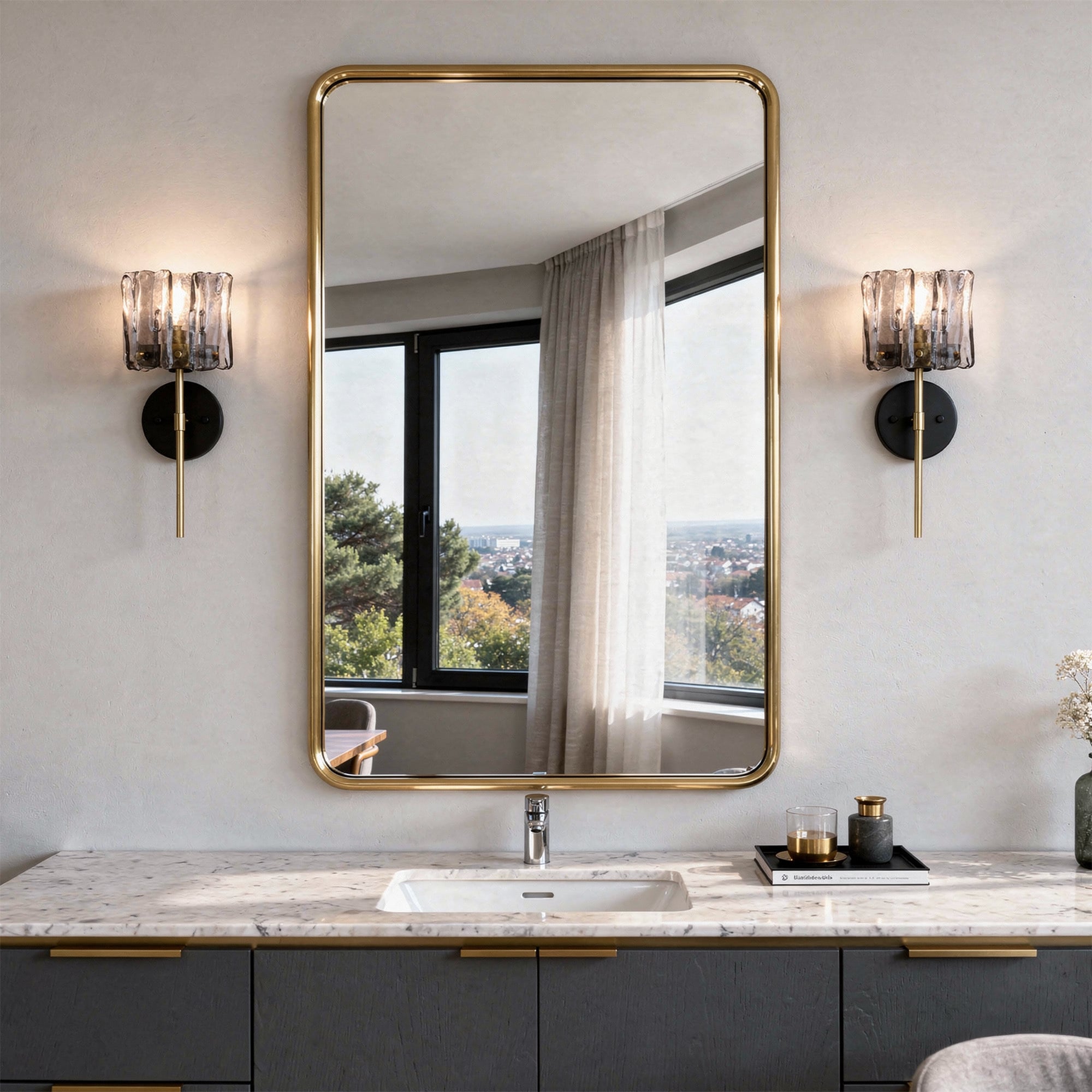 2 Pack 1 Light Wall Sconce With Textured Glass Bathroom Vanity Light