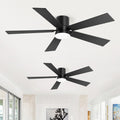 2 Pack 42 Led Ceiling Fan With Light 5 Blade Black Wood Finish 6 Speed Dc Motor Reversible Quiet Flush Mount Remote