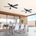 2 Pack 42 Led Ceiling Fan With Light 5 Blade Black Wood 6 Speed Quiet Dc Motor Reversible Low Profile Indoor Fan With Timer