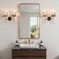 2 Pack Modern 2 Light Wall Sconce With Textured Glass Bathroom Vanity