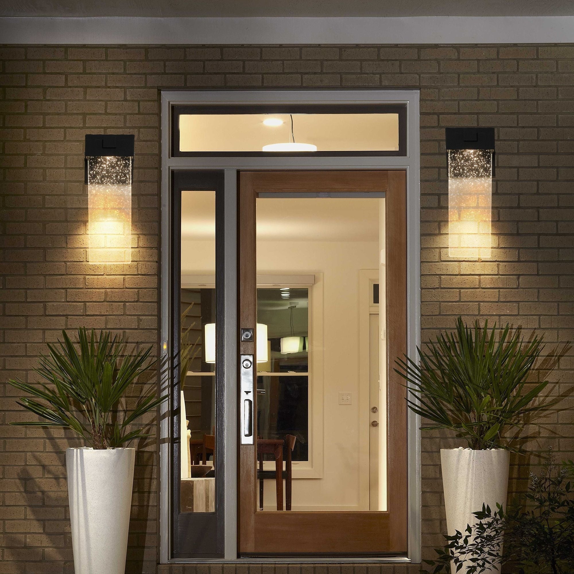 2 Pack Outdoor Wall Light Fixture Weatherproof Led Wall Sconce With Bubble Crystal And Light Sensor 12W Per Lamp