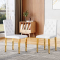 2 Pack Pu Dining Chairs Ergonomic Buckle Backrest 35 Inches High Golden Metal Legs Suitable For Family Dining Rooms